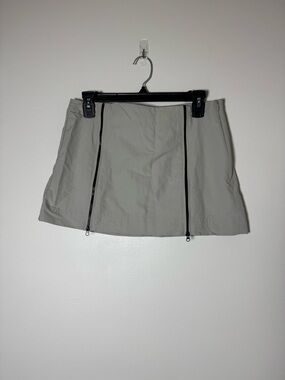 Zara Utility Zip Front Mini Skirt Womens Medium Beige Taupe Y2K
